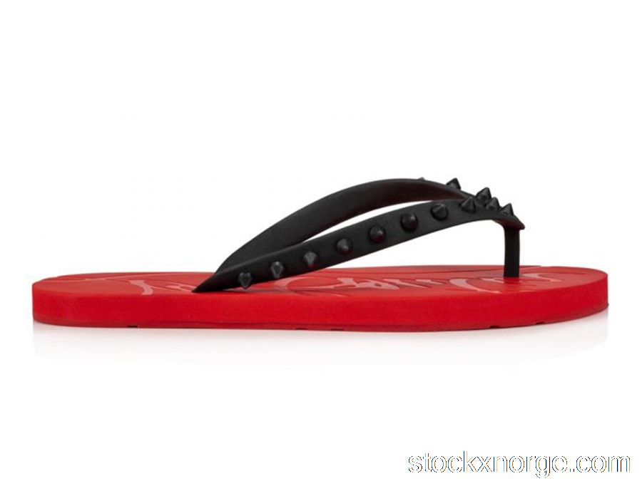 Outlet Christian Louboutin Loubi Flip Slide Black Red (W) 1210655H358